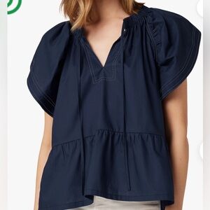 JOE’S JEANS The Adelyn Flutter sleeve top in midnight blue NWT